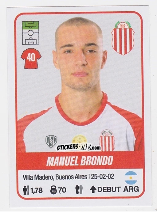 Figurina Manuel Brondo - Fútbol Argentino 2023 n. 88 - Panini