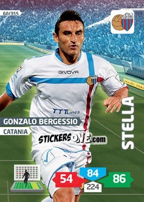 Sticker Gonzalo Bergessio - Calciatori 2013-2014. Adrenalyn XL n. 60 - Panini