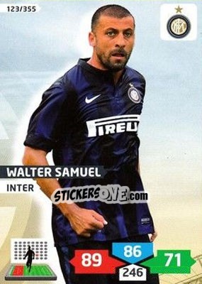 Sticker Walter Samuel - Calciatori 2013-2014. Adrenalyn XL n. 123 - Panini