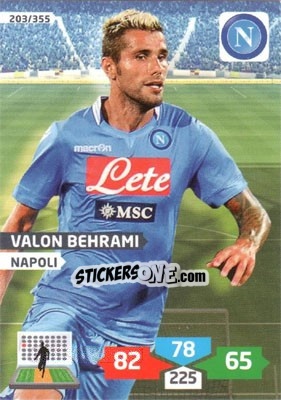 Sticker Valon Behrami - Calciatori 2013-2014. Adrenalyn XL n. 203 - Panini