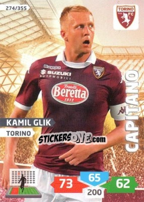 Sticker Kamil Glik - Calciatori 2013-2014. Adrenalyn XL n. 274 - Panini