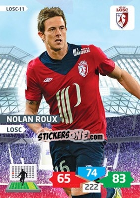 Cromo Nolan Roux - FOOT 2013-2014. Adrenalyn XL n. LOSC-11 - Panini