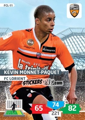 Cromo Kevin Monnet-Paquet - FOOT 2013-2014. Adrenalyn XL n. FCL-11 - Panini
