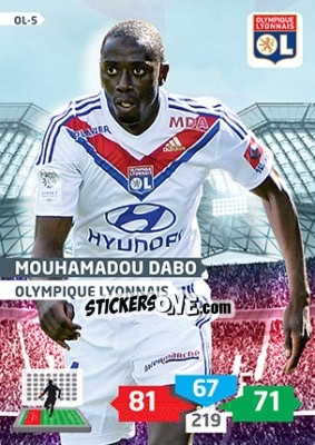 Sticker Mouhamadou Dabo - FOOT 2013-2014. Adrenalyn XL n. OL-5 - Panini