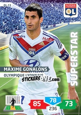 Sticker Maxime Gonalons - FOOT 2013-2014. Adrenalyn XL n. OL-13 - Panini