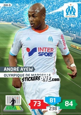 Sticker André Ayew - FOOT 2013-2014. Adrenalyn XL n. OM-9 - Panini