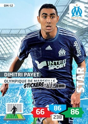 Sticker Dimitri Payet - FOOT 2013-2014. Adrenalyn XL n. OM-12 - Panini