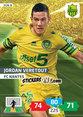 Sticker Jordan Veretout - FOOT 2013-2014. Adrenalyn XL n. FCN-9 - Panini