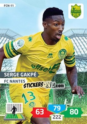 Sticker Serge Gakpé - FOOT 2013-2014. Adrenalyn XL n. FCN-11 - Panini