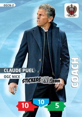 Sticker Claude Puel - FOOT 2013-2014. Adrenalyn XL n. OGCN-2 - Panini