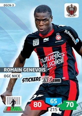 Sticker Romain Genevois - FOOT 2013-2014. Adrenalyn XL n. OGCN-3 - Panini