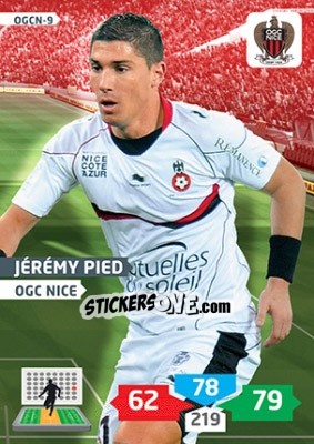 Sticker Jérémy Pied - FOOT 2013-2014. Adrenalyn XL n. OGCN-9 - Panini