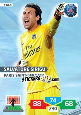 Sticker Salvatore Sirigu - FOOT 2013-2014. Adrenalyn XL n. PSG-3 - Panini