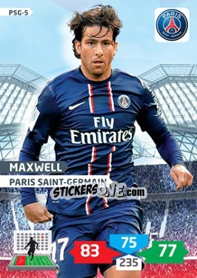 Sticker Maxwell - FOOT 2013-2014. Adrenalyn XL n. PSG-5 - Panini