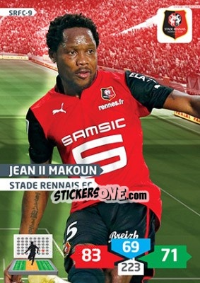 Sticker Jean II Makoun - FOOT 2013-2014. Adrenalyn XL n. SRFC-9 - Panini