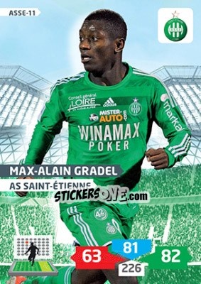 Sticker Max-Alain Gradel - FOOT 2013-2014. Adrenalyn XL n. ASSE-11 - Panini