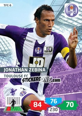 Sticker Jonathan Zebina - FOOT 2013-2014. Adrenalyn XL n. TFC-6 - Panini