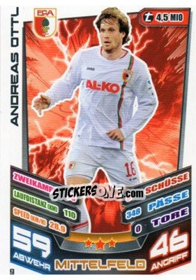 Sticker Andreas Ottl - German Fussball Bundesliga 2013-2014. Match Attax - Topps