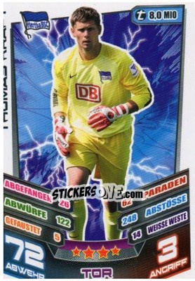 Sticker Thomas Kraft - German Fussball Bundesliga 2013-2014. Match Attax n. 20 - Topps