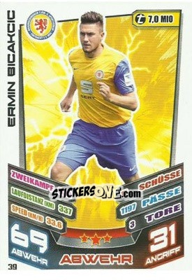 Sticker Ermin Bicakcic - German Fussball Bundesliga 2013-2014. Match Attax n. 39 - Topps