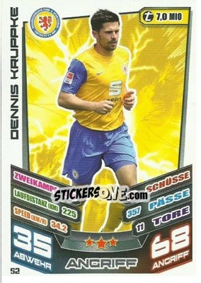 Sticker Dennis Kruppke - German Fussball Bundesliga 2013-2014. Match Attax - Topps