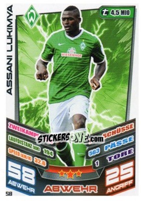 Sticker Assani Lukimya - German Fussball Bundesliga 2013-2014. Match Attax - Topps