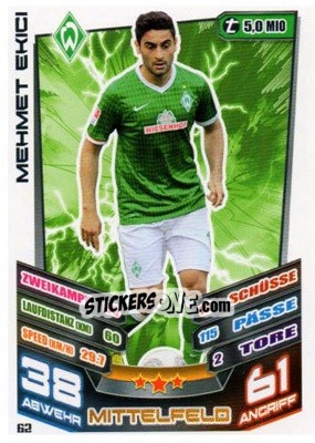 Sticker Mehmet Ekici - German Fussball Bundesliga 2013-2014. Match Attax - Topps