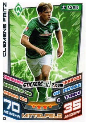 Sticker Clemens Fritz - German Fussball Bundesliga 2013-2014. Match Attax - Topps