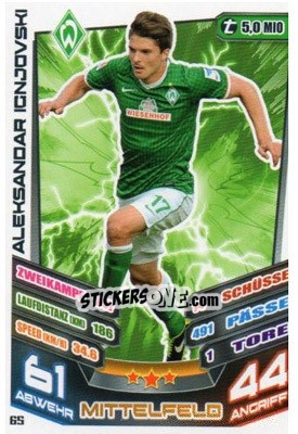 Sticker Aleksandar Ignjovski - German Fussball Bundesliga 2013-2014. Match Attax - Topps