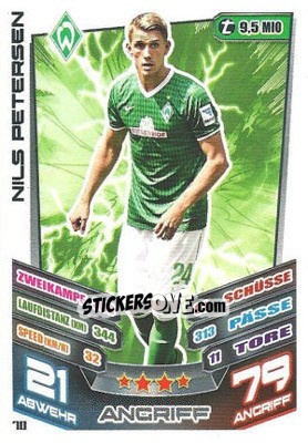 Sticker Nils Petersen - German Fussball Bundesliga 2013-2014. Match Attax n. 70 - Topps