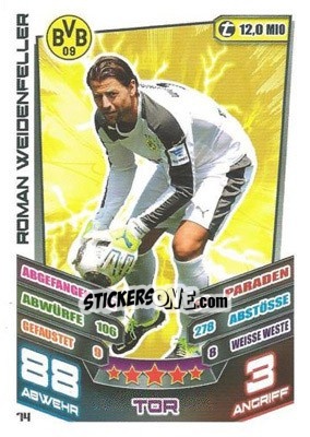 Sticker Roman Weidenfeller - German Fussball Bundesliga 2013-2014. Match Attax - Topps