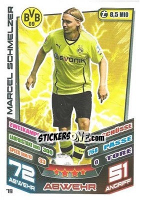 Sticker Marcel Schmelzer - German Fussball Bundesliga 2013-2014. Match Attax - Topps