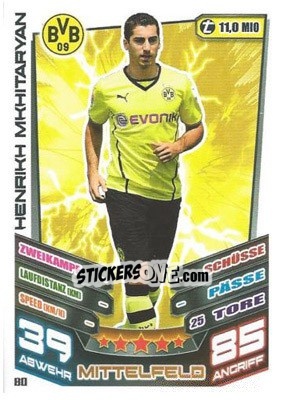 Sticker Henrikh Mkhitaryan - German Fussball Bundesliga 2013-2014. Match Attax - Topps