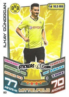 Sticker Ilkay Gündogan - German Fussball Bundesliga 2013-2014. Match Attax n. 82 - Topps