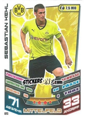 Cromo Sebastian Kehl - German Fussball Bundesliga 2013-2014. Match Attax - Topps