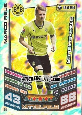 Sticker Marco Reus - German Fussball Bundesliga 2013-2014. Match Attax n. 86 - Topps
