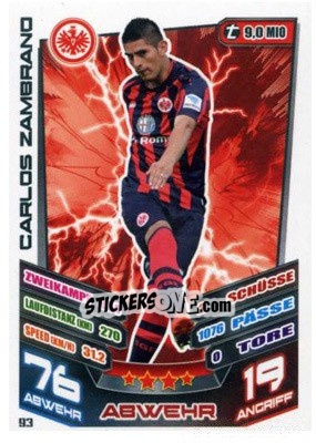 Sticker Carlos Zambrano - German Fussball Bundesliga 2013-2014. Match Attax - Topps