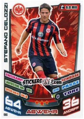 Sticker Stefano Celozzi - German Fussball Bundesliga 2013-2014. Match Attax n. 96 - Topps