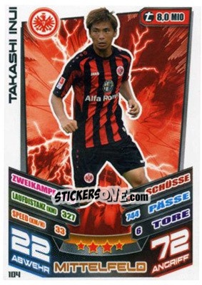 Sticker Takashi Inui - German Fussball Bundesliga 2013-2014. Match Attax n. 104 - Topps