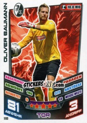 Sticker Oliver Baumann - German Fussball Bundesliga 2013-2014. Match Attax n. 110 - Topps