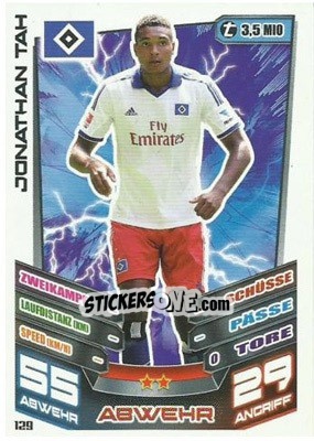 Sticker Jonathan Tah - German Fussball Bundesliga 2013-2014. Match Attax n. 129 - Topps