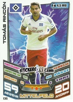 Sticker Tomás Rincón - German Fussball Bundesliga 2013-2014. Match Attax - Topps