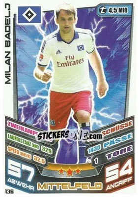 Sticker Milan Badelj - German Fussball Bundesliga 2013-2014. Match Attax n. 136 - Topps