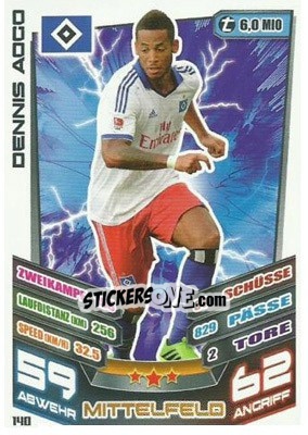 Sticker Dennis Aogo - German Fussball Bundesliga 2013-2014. Match Attax - Topps