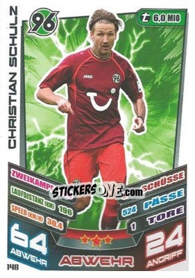 Cromo Christian Schulz - German Fussball Bundesliga 2013-2014. Match Attax - Topps