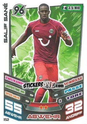 Sticker Salif Sané - German Fussball Bundesliga 2013-2014. Match Attax n. 152 - Topps