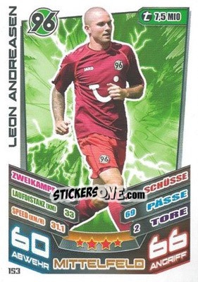 Sticker Leon Andreasen - German Fussball Bundesliga 2013-2014. Match Attax - Topps