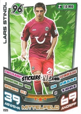 Sticker Lars Stindl - German Fussball Bundesliga 2013-2014. Match Attax n. 155 - Topps