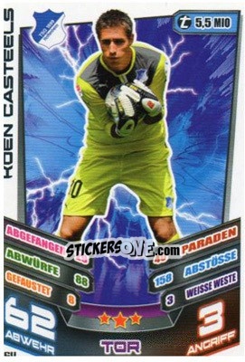 Sticker Koen Casteels - German Fussball Bundesliga 2013-2014. Match Attax n. 164 - Topps