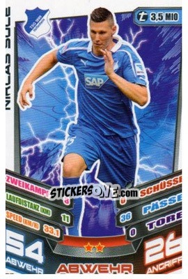 Sticker Niklas Süle - German Fussball Bundesliga 2013-2014. Match Attax n. 168 - Topps